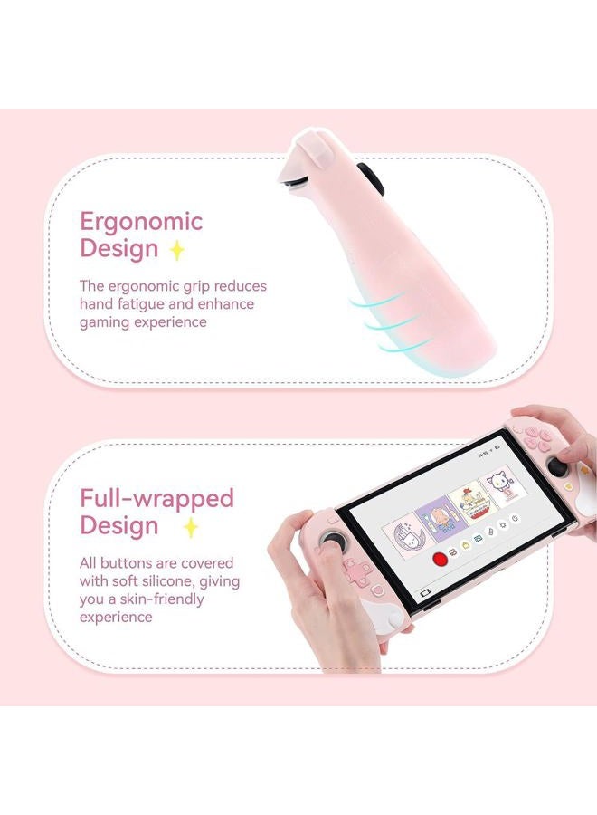 GEEKSHARE Cute Case Compatible with Switch OLED Console and Joy Con- Shock-Absorption and Anti-Scratch Slim Cover Case with Ergonomic Design for Switch OLED Model-- Star Wings (Pink) - Image 5