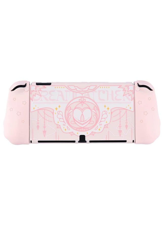 GEEKSHARE Cute Case Compatible with Switch OLED Console and Joy Con- Shock-Absorption and Anti-Scratch Slim Cover Case with Ergonomic Design for Switch OLED Model-- Star Wings (Pink) - Image 1