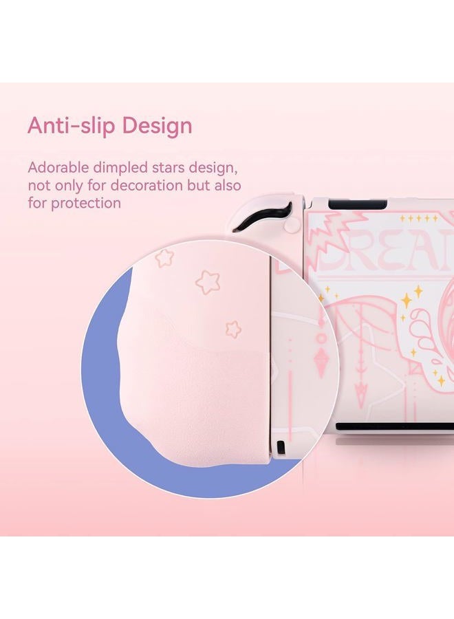 GEEKSHARE Cute Case Compatible with Switch OLED Console and Joy Con- Shock-Absorption and Anti-Scratch Slim Cover Case with Ergonomic Design for Switch OLED Model-- Star Wings (Pink) - Image 4