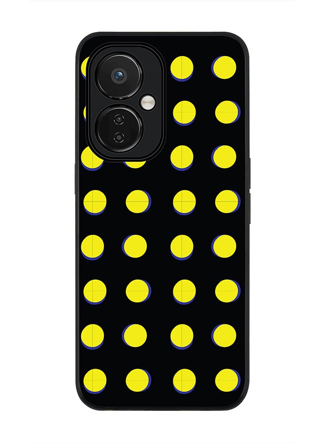 Stylizedd Rugged Black edge case for Nord CE 3 Lite Slim fit Soft Case Flexible Rubber Edges Anti Drop TPU Gel Thin Cover - Yellow Dots - Image 1