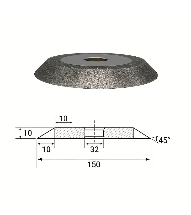 100 150mm Single Bevel Diamond Grinding Wheel 45 Degree 400 Grit Electroplated Core - Image 3
