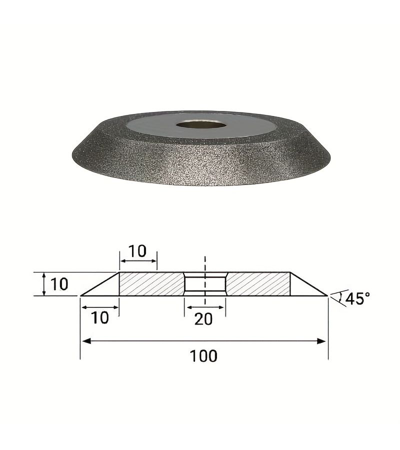 100 150mm Single Bevel Diamond Grinding Wheel 45 Degree 400 Grit Electroplated Core - Image 2