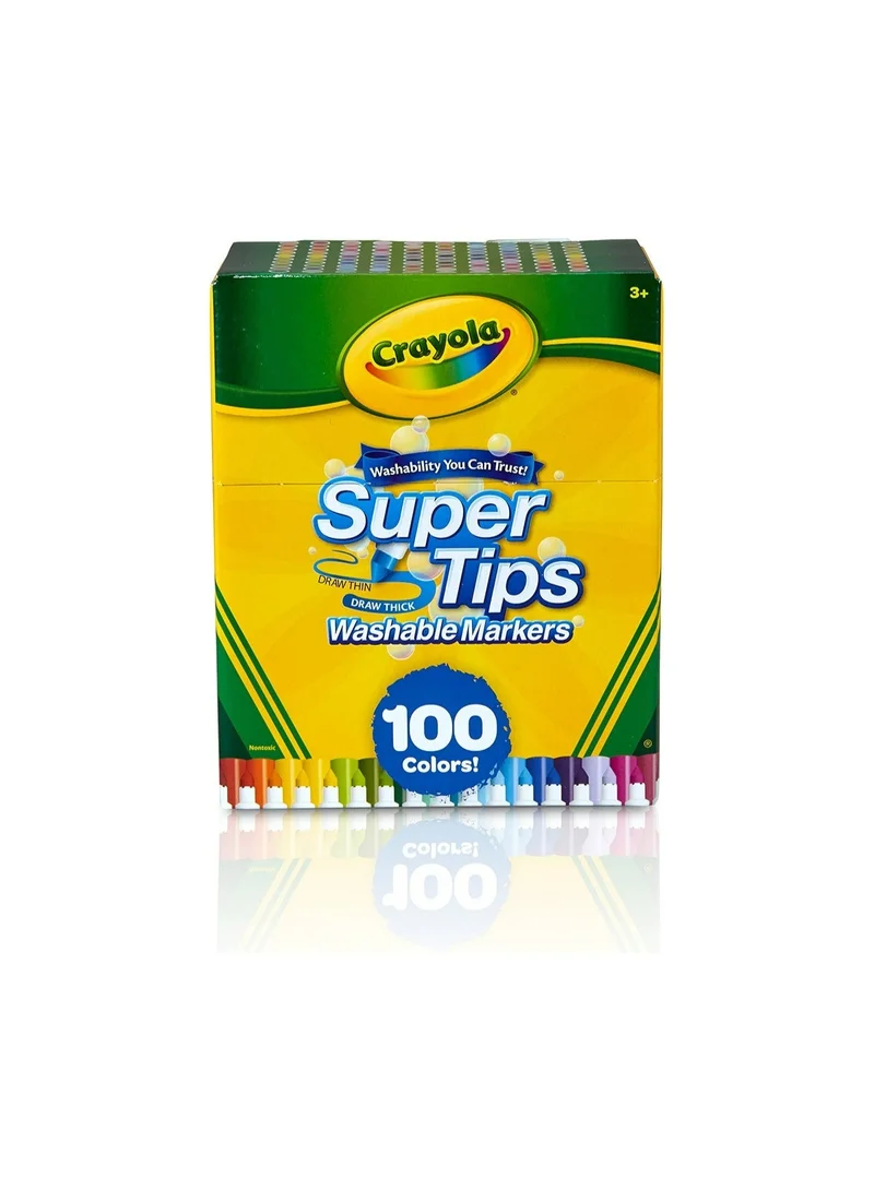 كرايولا Crayola Super Tips Washable Markers – 100 Color Set | Fine & Broad Line Markers for Kids, Non-Toxic Art Supplies for Drawing, Coloring & School Projects