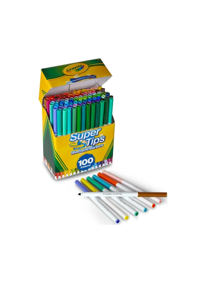 كرايولا Crayola Super Tips Washable Markers – 100 Color Set | Fine & Broad Line Markers for Kids, Non-Toxic Art Supplies for Drawing, Coloring & School Projects