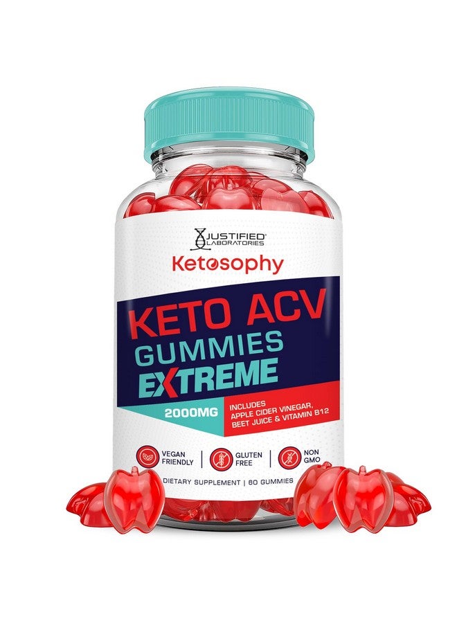 Justified Laboratories Ketosophy Keto ACV Gummies Extreme 2000MG Ketosophy Keto Gummies Advanced Formula Apple Cider Vinegar with Pomegranate Beet Juice Powder B12 Vegan Non GMO 60 Gummys - Image 1
