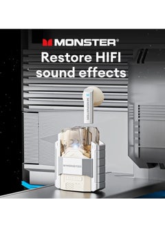 Monster XKT23 Wireless Earphones, Comfortable And Lightweight HD Voice Portable Headset, Super Bass Robot Design Hifi Stereo Low Game Latency Earbuds With Mic, (Silver)  - Image 3