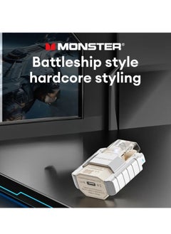 Monster XKT23 Wireless Earphones, Comfortable And Lightweight HD Voice Portable Headset, Super Bass Robot Design Hifi Stereo Low Game Latency Earbuds With Mic, (Silver)  - Image 4