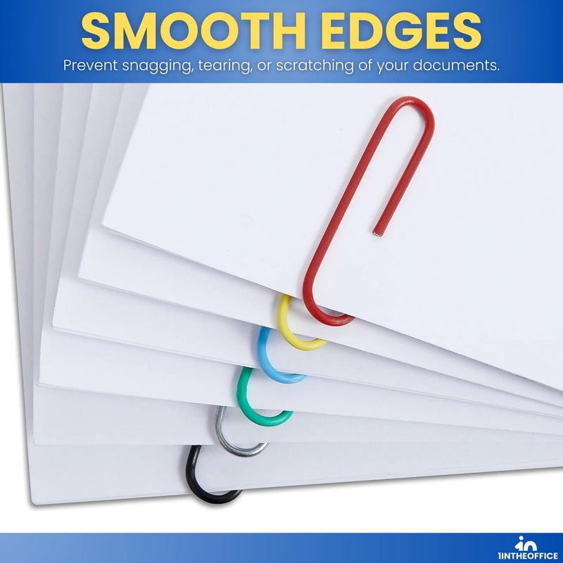 1InTheOffice Jumbo Paper Clip, Vinyl Coated Smooth Large Paper Clips 500 Pieces (Assorted Colored) - Image 5