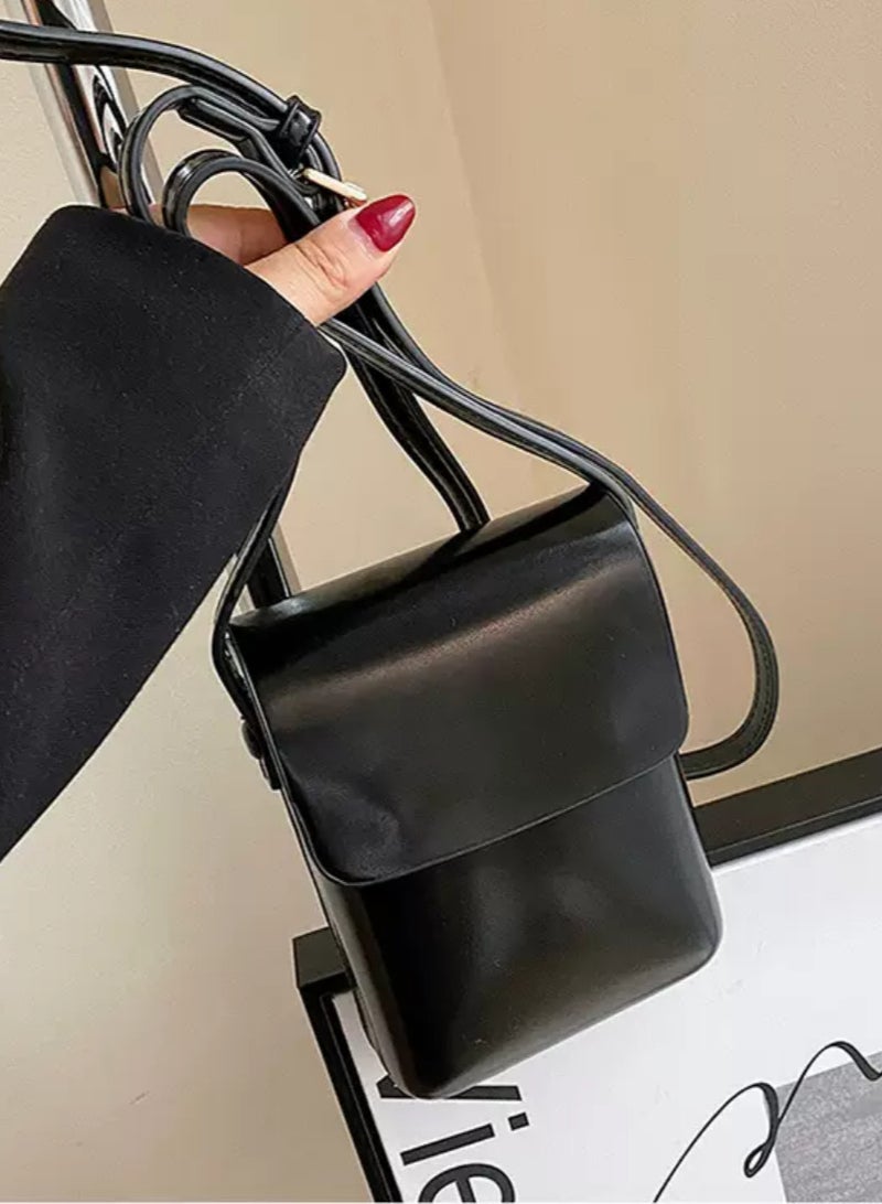 Stylish Black Mini Vertical Phone Pouch ,Compact and Chic Small Bag  - Image 2