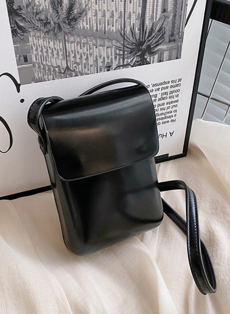 Stylish Black Mini Vertical Phone Pouch ,Compact and Chic Small Bag  - Image 3