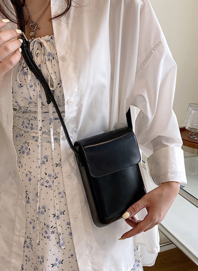 Stylish Black Mini Vertical Phone Pouch ,Compact and Chic Small Bag  - Image 4