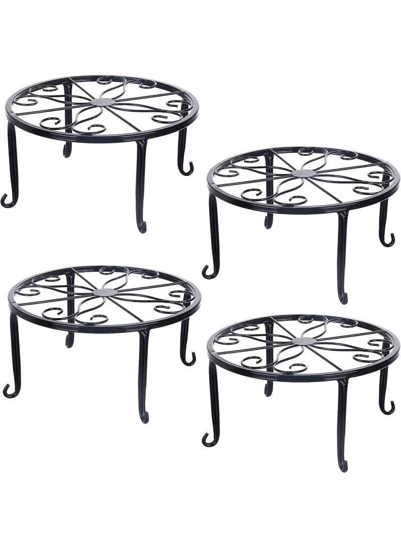 GOGOGO 4 Pack Metal Plant Stand, Planter Support Rack, Plant Pot Stands, Planter Holder Heavy Duty, Rust Proof Iron Potted Plant Flower Pot Stand for Indoor Outdoor Garden Patio, Black, 9 Inch - Image 1