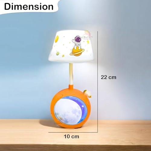 WISHKEY Space Theme Study Lamp, LED Desk Lamp with Adjustable Brightness Modes, USB Rechargeable with in-Built Battery, 360° Flexible Hose, Table Night Lamp for Kids, Yellow, (Pack of 1) - Image 2