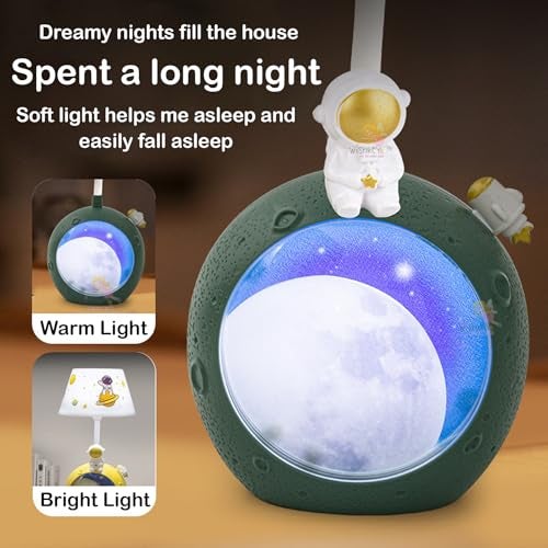 WISHKEY Space Theme Study Lamp, LED Desk Lamp with Adjustable Brightness Modes, USB Rechargeable with in-Built Battery, 360° Flexible Hose, Table Night Lamp for Kids, Yellow, (Pack of 1) - Image 3