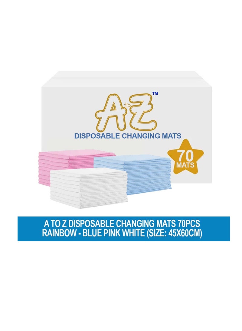 STAR BABiES A to Z  Disposable Changing Mats - 45 x 60cm - Large Pack of 70 - Blue/Pink/White-Rainbow - Image 2