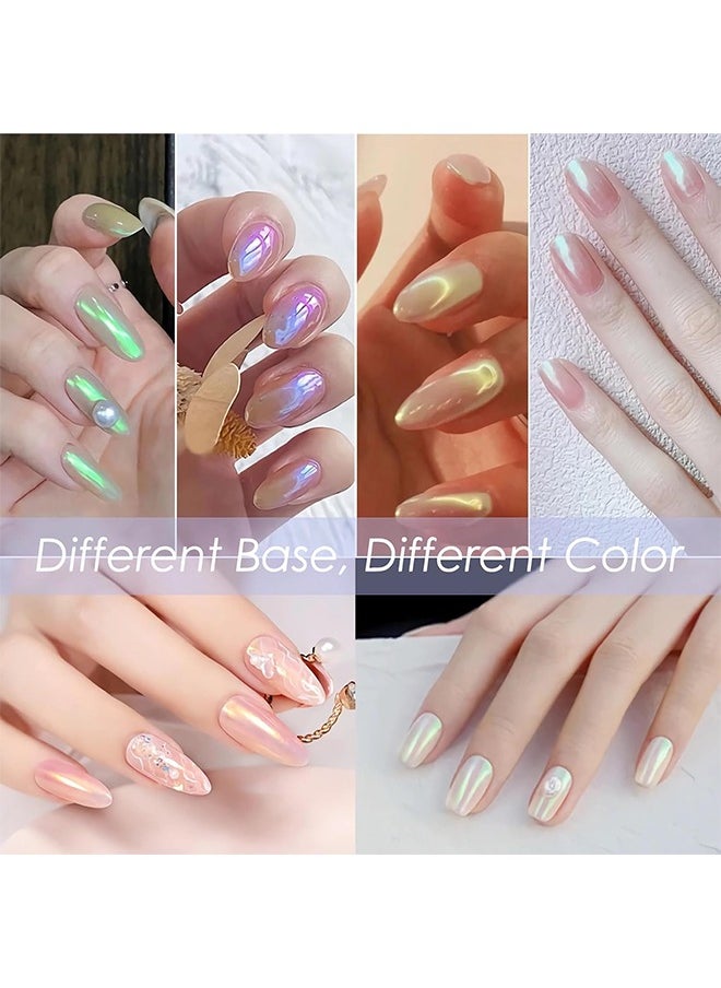 HY - 7 Colors White Pearl Chrome Nail Powder Kit,Aurora Metallic Nail Powder Holographic Mirror Gradient Effect Chrome Powder,Iridescent Pearlescent Shell Powder Glitter Nail Pigment Powder for Nails Art - Image 1