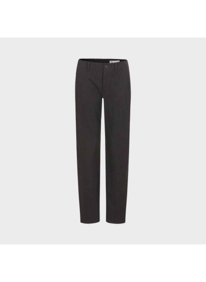 Zara women's Classic Color-blocked Striped Casual Versatile Loose-fit Straight-leg Pants - Image 2