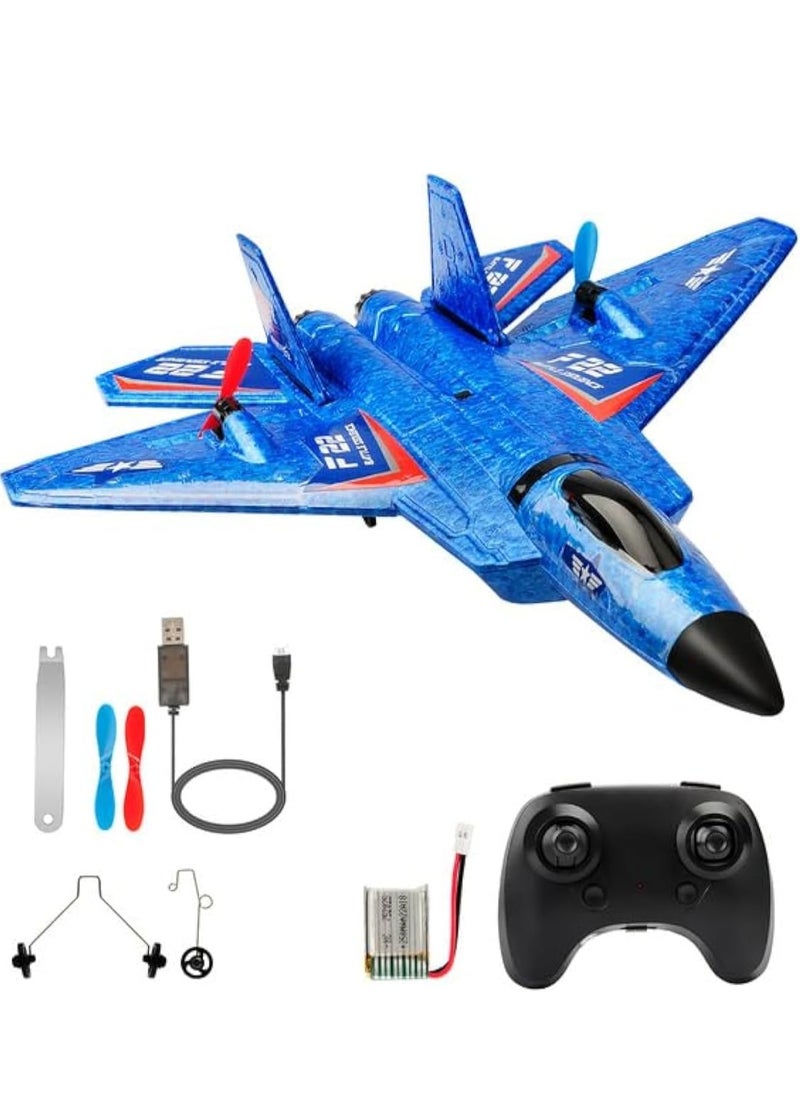 Foam Fighter Plane Toy F22 with 2.4GHz 2 Channel Remote Control, Ready to Fly with LED Light, RC Airplane for Beginners Adults Kids Boys Age 8-12, High Speed ​​Jet Plane  - Image 1