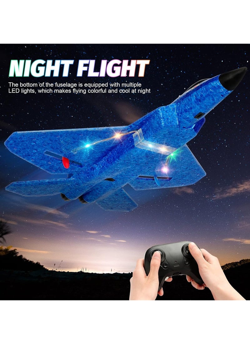 Foam Fighter Plane Toy F22 with 2.4GHz 2 Channel Remote Control, Ready to Fly with LED Light, RC Airplane for Beginners Adults Kids Boys Age 8-12, High Speed ​​Jet Plane  - Image 4
