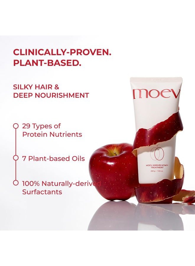 MOEV ANNURCATIN Hair Treatment Mask | Korean Apple Hair Care for Deep damage repair | Sulfate-Free | Thickening & Moisturizing conditioner for damaged, thin, dry hair (6.76 fl.oz, apple & vanilla) - Image 3