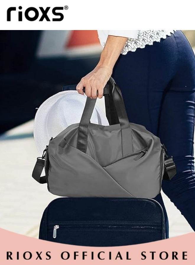 RIOXS Unisex Duffel Bag, Sports Yoga Gym Bag for Adults, Workout Travel Duffel Bag with Shoe Storage Compartment,  Fitness Bag for Women and Men, Outdoor Sport Bag with Felt Bag Organizer with Zipper for any occasions, Grey - Image 3