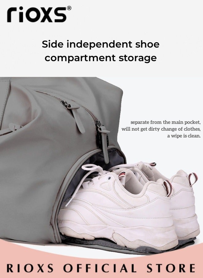 RIOXS Unisex Duffel Bag, Sports Yoga Gym Bag for Adults, Workout Travel Duffel Bag with Shoe Storage Compartment,  Fitness Bag for Women and Men, Outdoor Sport Bag with Felt Bag Organizer with Zipper for any occasions, Grey - Image 5