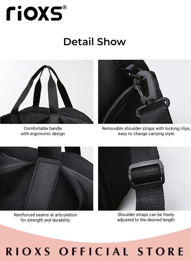 RIOXS Unisex Duffel Bag, Sports Yoga Gym Bag for Adults, Workout Travel Duffel Bag with Shoe Storage Compartment,  Fitness Bag for Women and Men, Outdoor Sport Bag with Felt Bag Organizer with Zipper for any occasions, Grey - Image 4