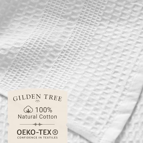 GILDEN TREE Waffle Towel Set Quick Dry Thin | 2 Bath Towels | 2 Hand Towels | 2 Washcloths, Classic Style (White) - Image 2