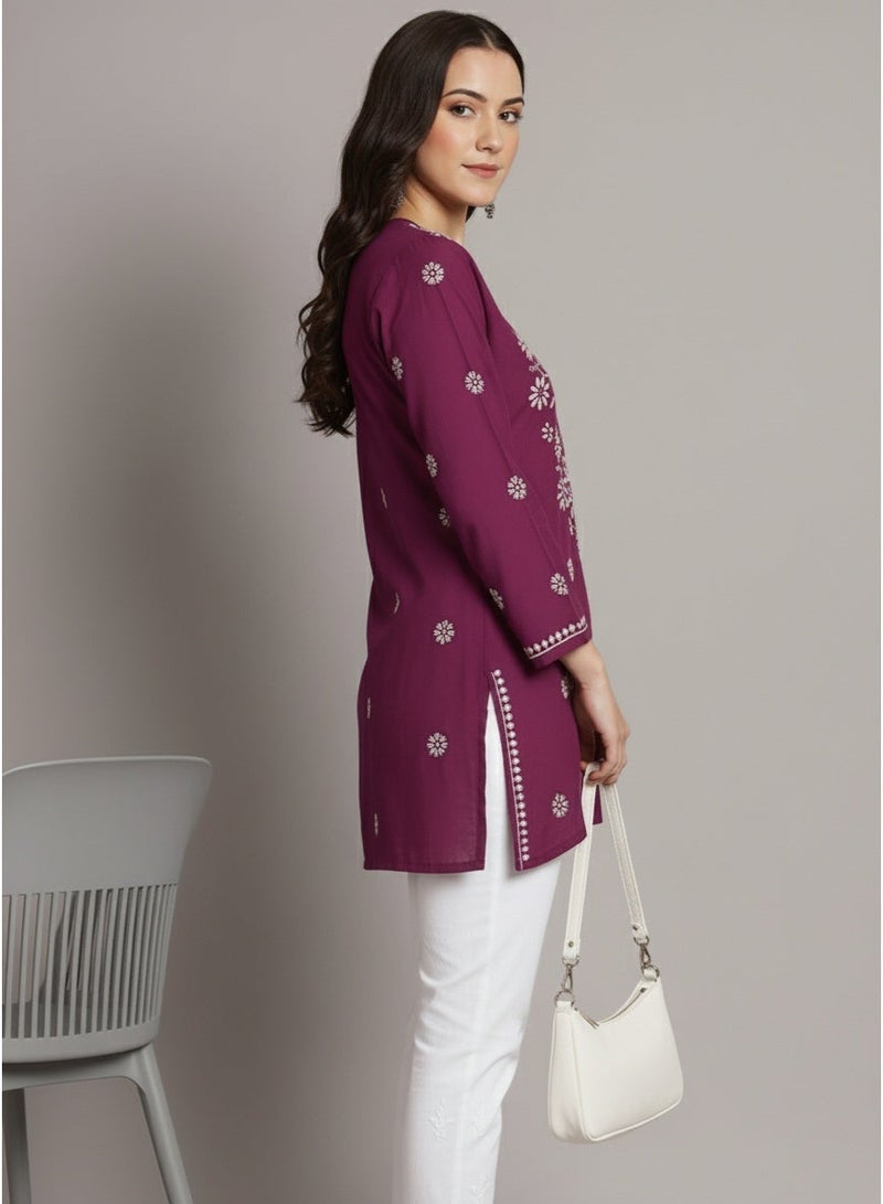 Alaya Hand Embroidered Chikankari Modal Kurti-AL3611 - Image 4