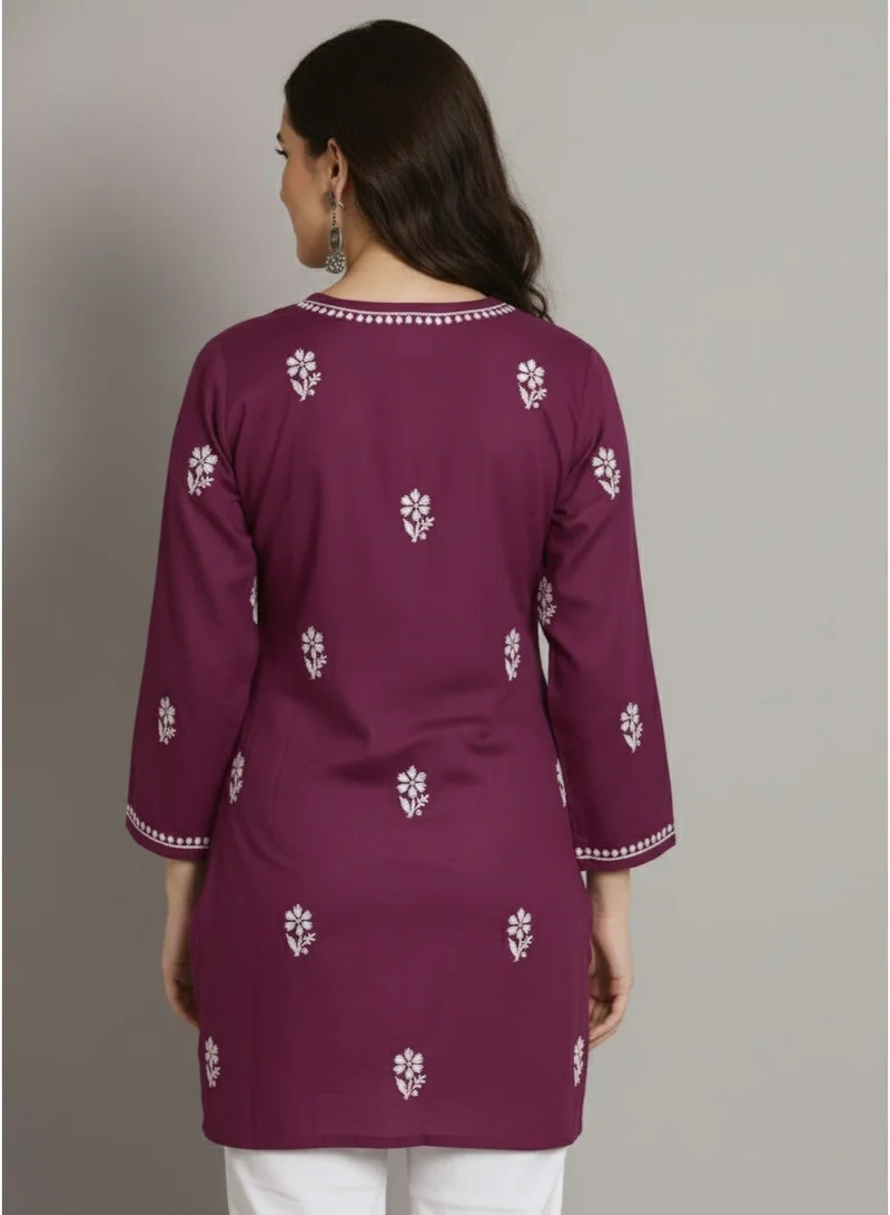 Alaya Hand Embroidered Chikankari Modal Kurti-AL3611