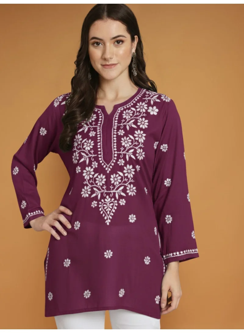 Alaya Hand Embroidered Chikankari Modal Kurti-AL3611