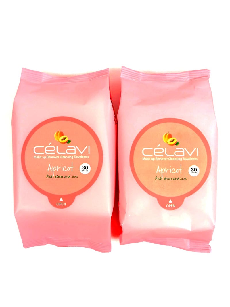 Celavi Makeup Remover Cleansing Wipes Removing Towelettes 2 Packs  60 Sheets Apricot