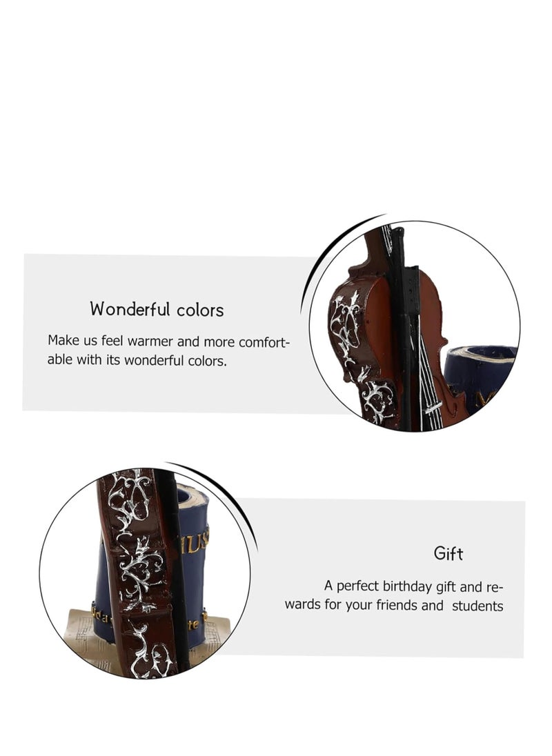 Rightsure Sculpture Nordic Style, Retro Resin Creative Personalized Violin, Pen Holder Decoration, Storage, Pen Holder,Suitable for Office Decoration, Countertop,Desk,Table (Blue)  - Image 3
