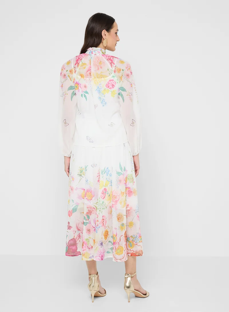 خزانة Floral Print Top & Skirt Set