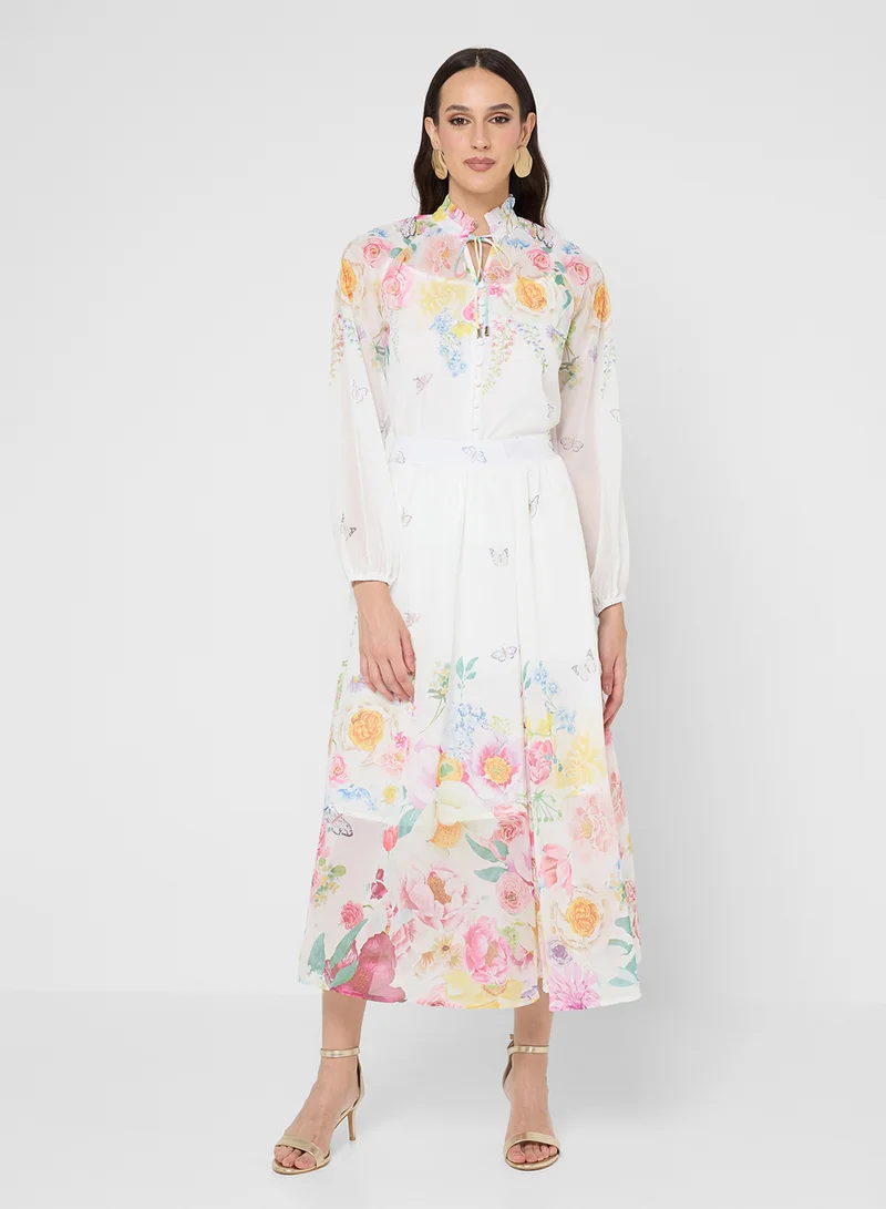 Khizana Floral Print Top & Skirt Set