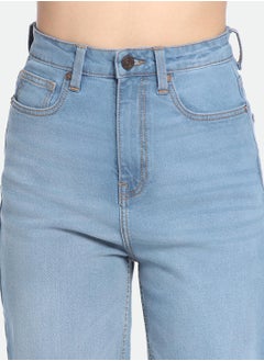 Dennis Lingo Indigo Straight Fit Jeans for Women - Denim Twill, Solid, Mid-Rise, Full Length, Casual, Button & Zip  - Image 4