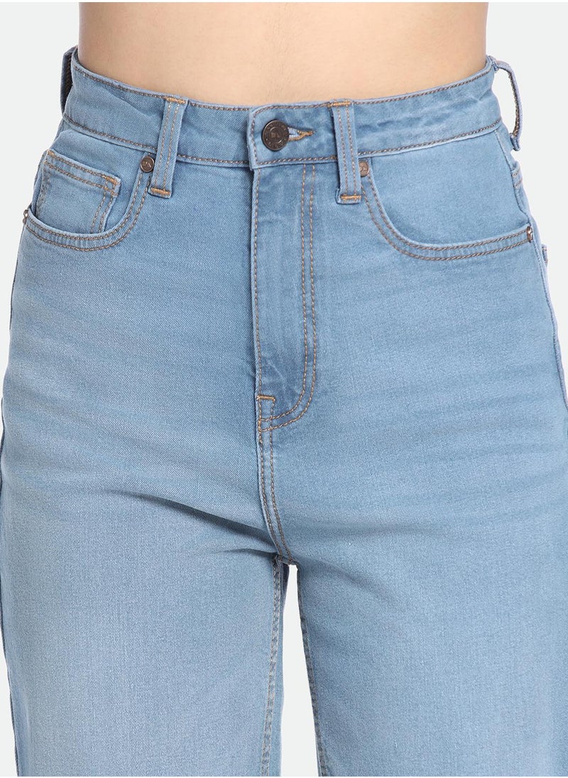 Dennis Lingo Women's Indigo Denim Solid Pattern Full Length Straight Fit Jeans  - Image 4