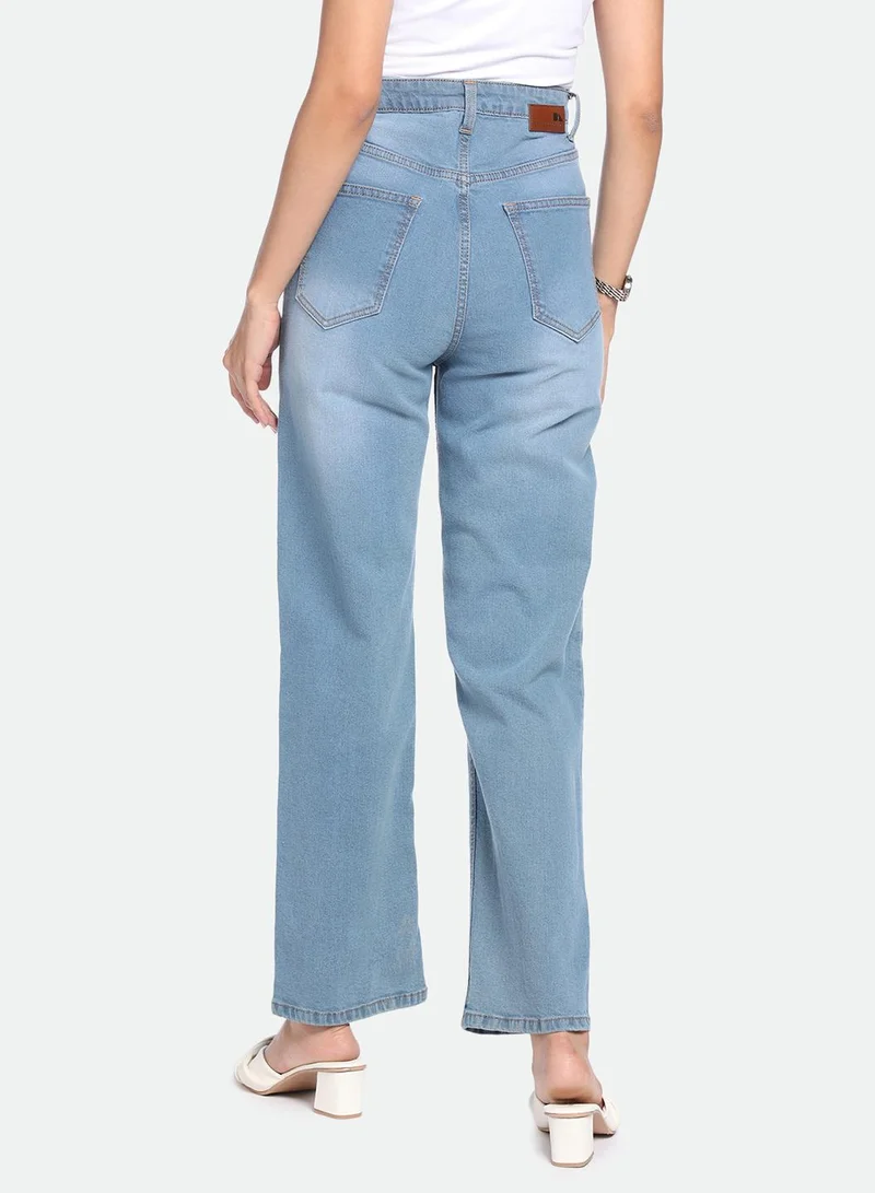 Dennis Lingo Women's Indigo Denim Solid Pattern Full Length Straight Fit Jeans