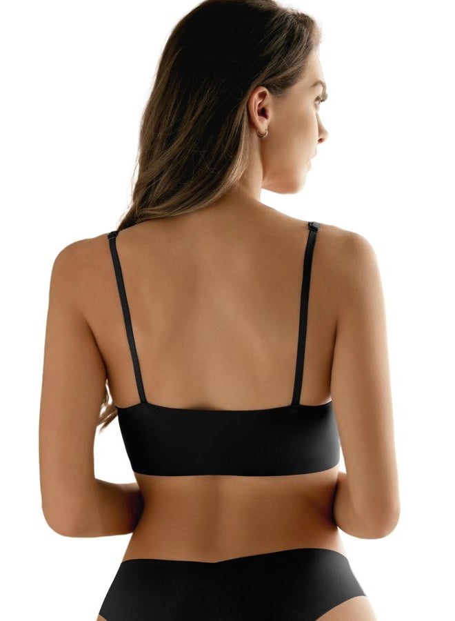 DEANGELMON V Neck Bra Padded Seamless Adjustable Straps Bralettes Everyday Basic Sleeping Bras Multiple Pack, New Version-black 3 Pack, S - Image 4