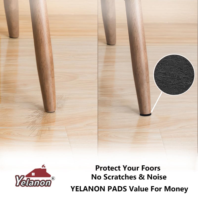 Yelanon Felt Furniture Pads For Hardwood Floors -24 Pcs 2.5"" Premium Felt Pads For Chair Legs, Floor Protectors For Furniture Black - Image 3