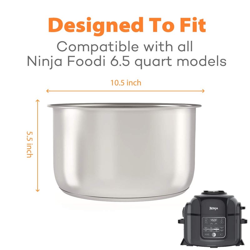 Sicheer Stainless Steel Inner Pot Replacement Insert Liner Accessory Compatible with Ninja Foodi 6.5 Quart - Image 2