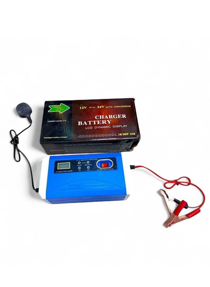 Generic 10A Smart Car Battery Charger, Supports Automatic Conversion Between 12V and 24V 