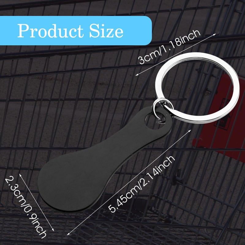 Andibro 3 Pieces Stainless Steel Shopping Trolley Token, Portable Alloy Key Ring Quarter Holder Keychain Removable Shopping Trolley Keyring for Men Women Shopping Cart Multi-tool Grocery(Black) - Image 2