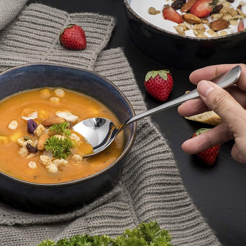 HAPPY KIT Soup Spoons, 8-Piece Premium Stainless Steel Spoons Heavy-Weight Round Spoon Flatware Set - Image 4