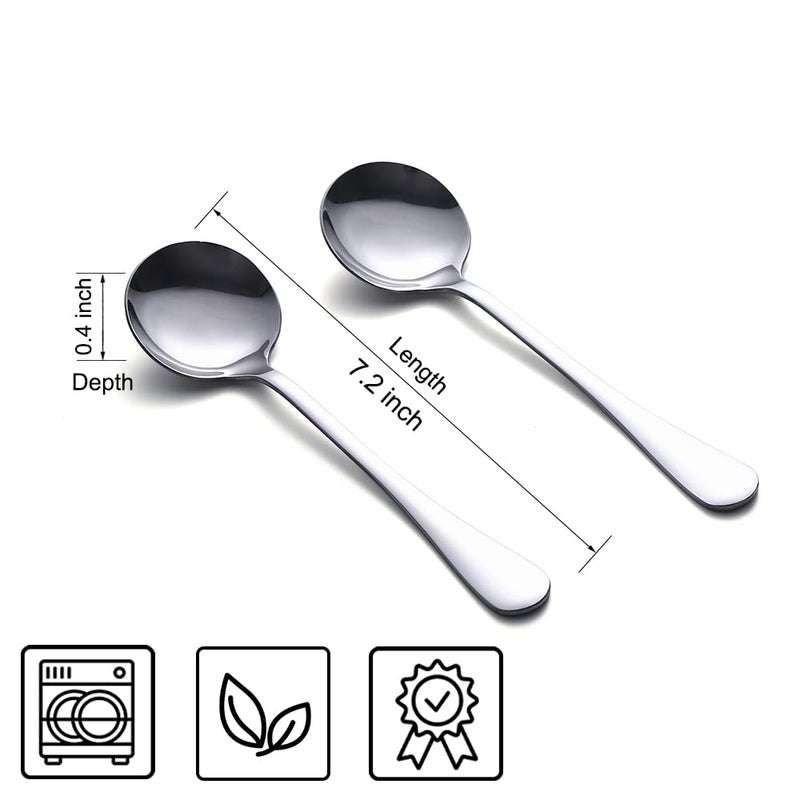 HAPPY KIT Soup Spoons, 8-Piece Premium Stainless Steel Spoons Heavy-Weight Round Spoon Flatware Set - Image 2