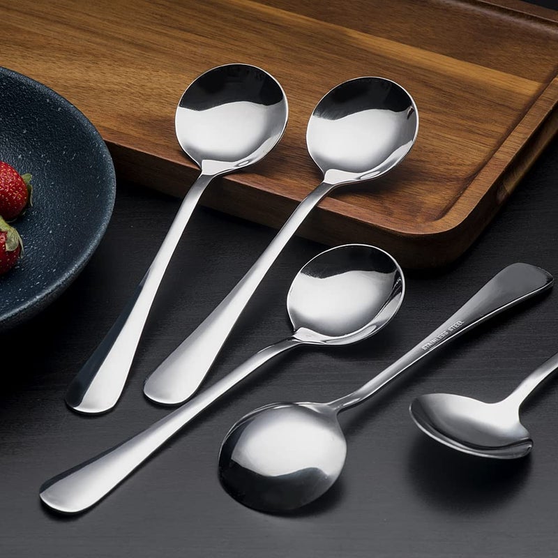 HAPPY KIT Soup Spoons, 8-Piece Premium Stainless Steel Spoons Heavy-Weight Round Spoon Flatware Set - Image 3