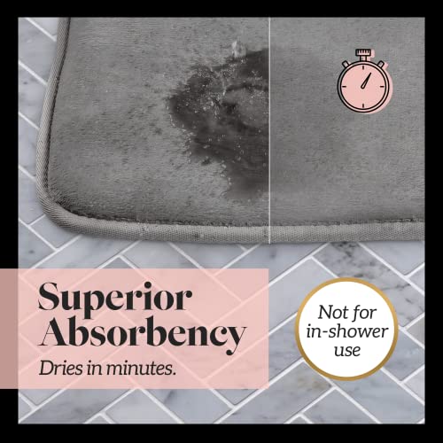 Genteele Memory Foam Bath Mat Non Slip Absorbent Super Cozy Velvet Bathroom Rug Carpet (22 inches X 36 inches, Grey) - Image 5