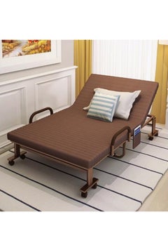Golden Folding Bed, Portable Single Folding Bed, Office Adult Foldable Siesta Chair with adjustable Backrest, Multifunctional Hospital Escort Bed (Coffee)  - Image 1