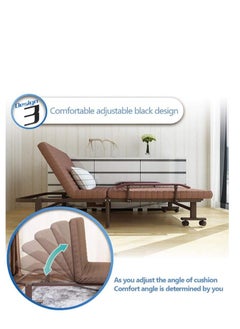 Golden Folding Bed, Portable Single Folding Bed, Office Adult Foldable Siesta Chair with adjustable Backrest, Multifunctional Hospital Escort Bed (Coffee)  - Image 4