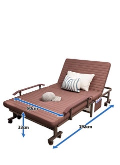 Golden Folding Bed, Portable Single Folding Bed, Office Adult Foldable Siesta Chair with adjustable Backrest, Multifunctional Hospital Escort Bed (Coffee)  - Image 2